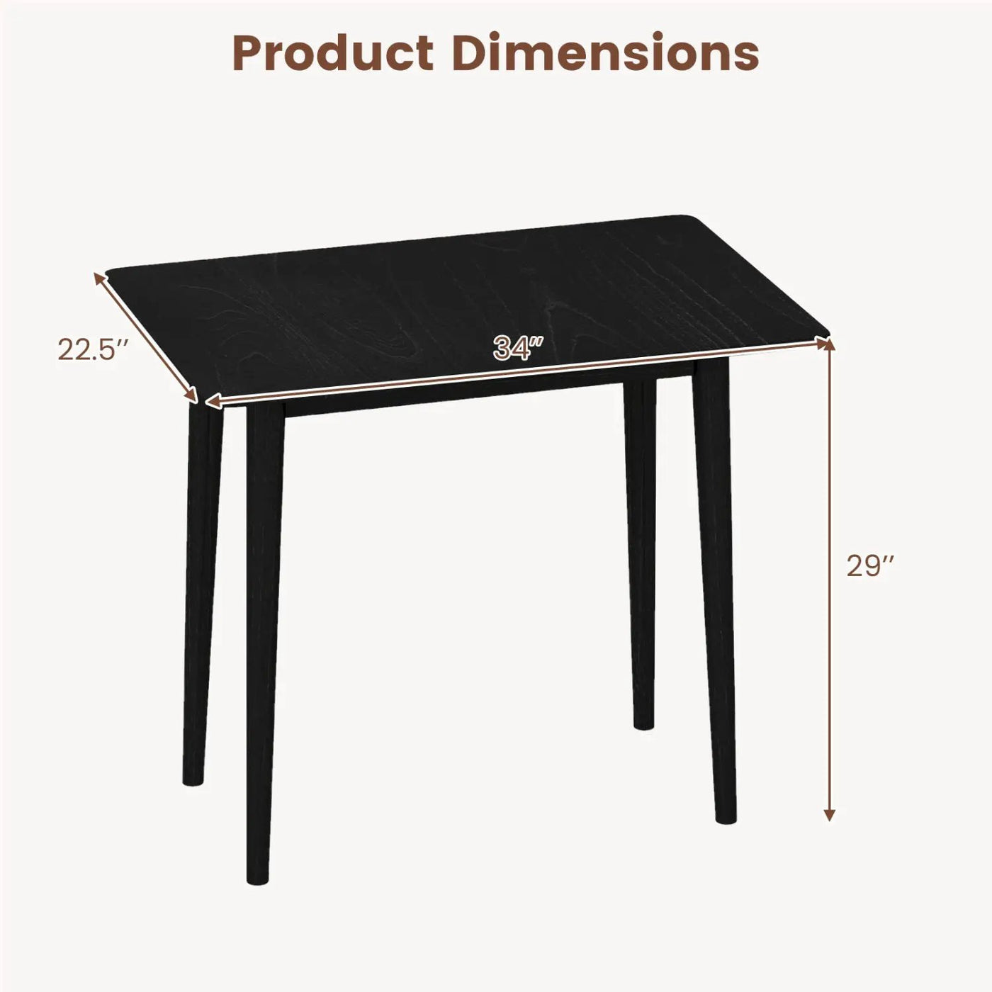 Rectangular Wooden Dining Table for 2-4 34 Inch Farmhouse Solid Wood Kitchen Table by DirectDeals