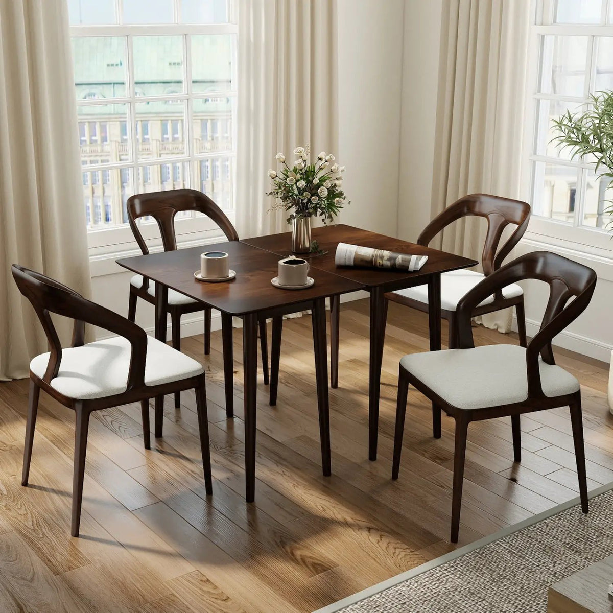 Rectangular Wooden Dining Table for 2-4 34 Inch Farmhouse Solid Wood Kitchen Table by DirectDeals