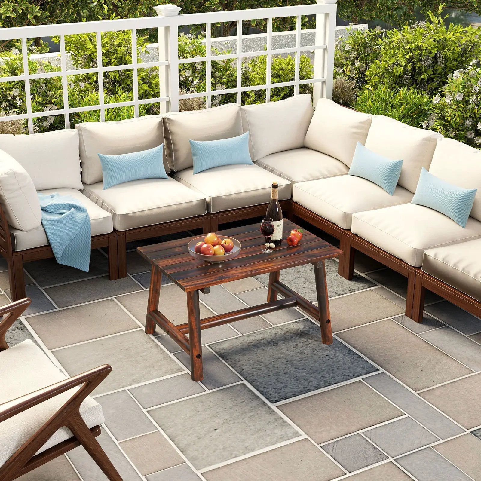 Solid Wood Patio Coffee Table with Slatted Tabletop by DirectDeals