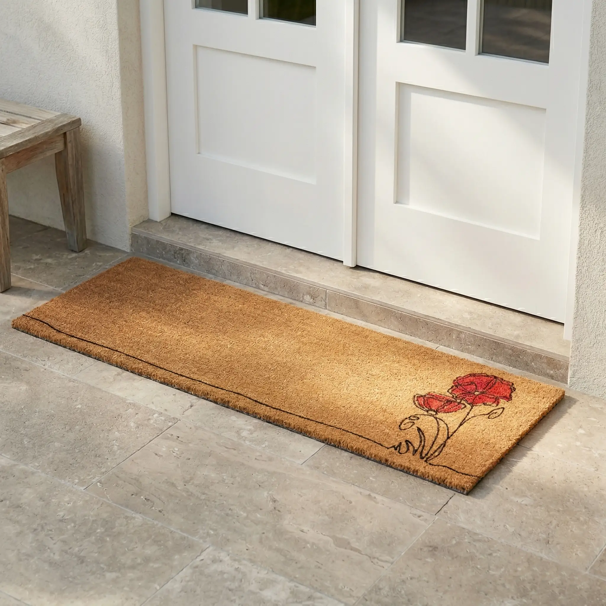 Red Flower Coir Doormat, photo 5 of 14