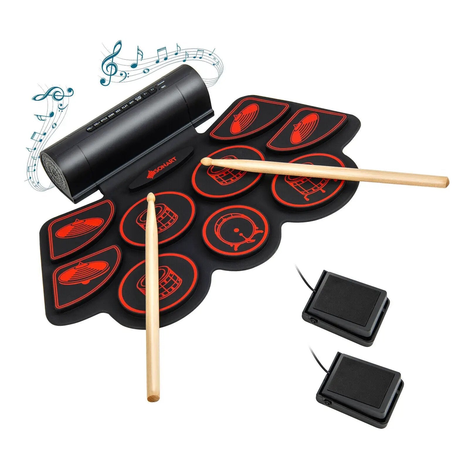 Electronic Drum Set with 2 Build-in Stereo Speakers for Kids by DirectDeals