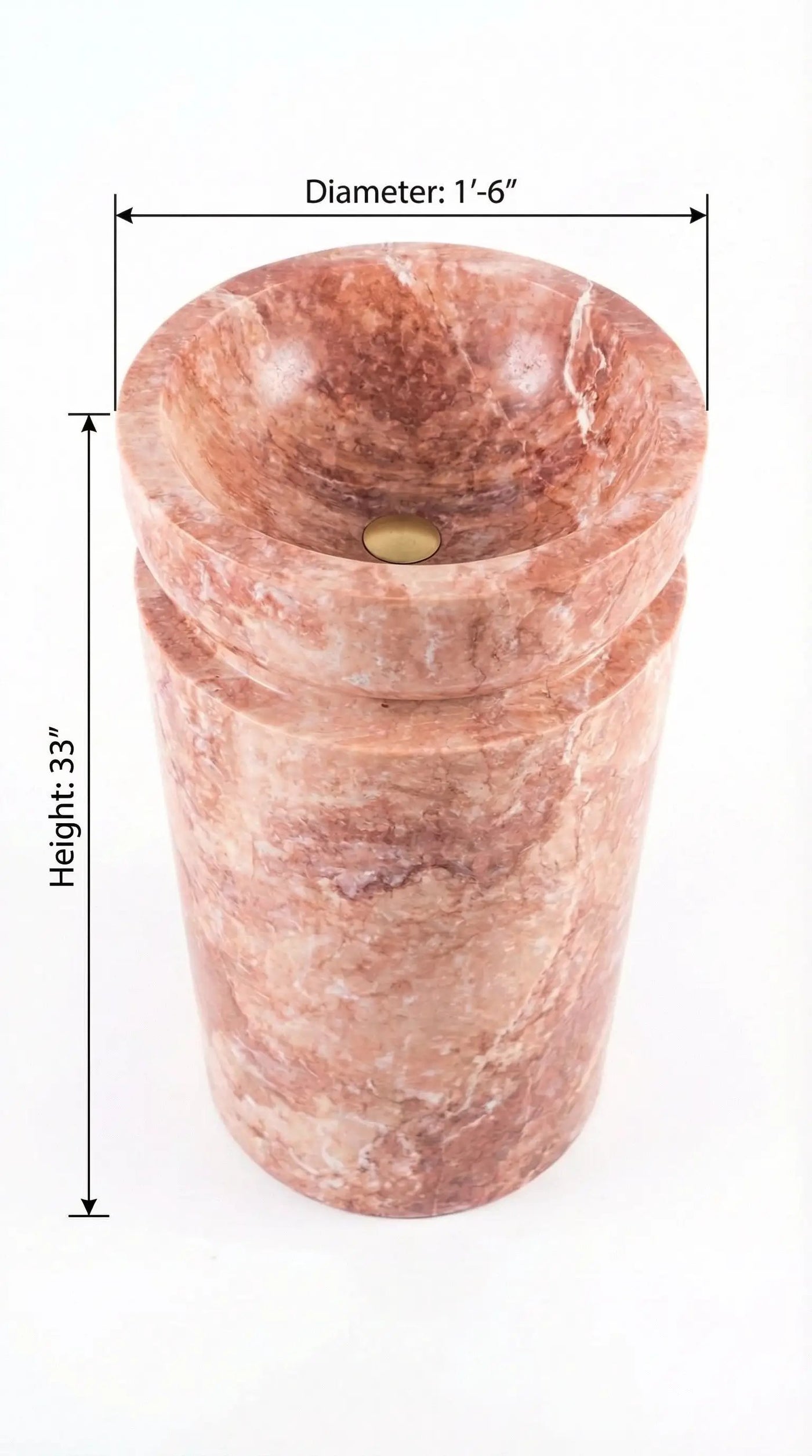 Red Light Travertine Pedestal Sink - Sculptural Designer 18x18x33 by GobekDesign