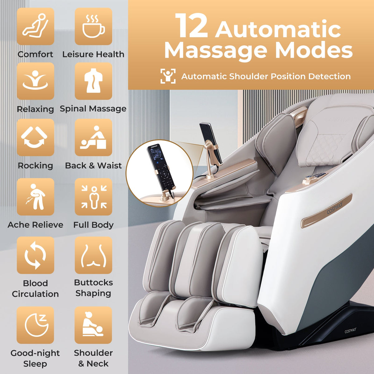 Relaxation 29-Full Body Massage Chair with Waist Heating & Airbag Massage, photo 12 of 19