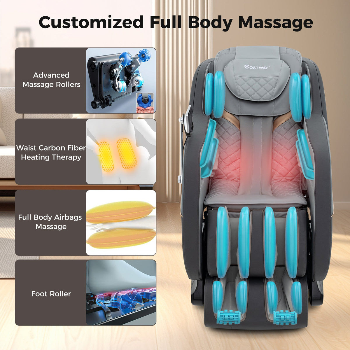 Relaxation 38 - Full Body Massage Chair with Airbags and Heater, photo 14 of 25