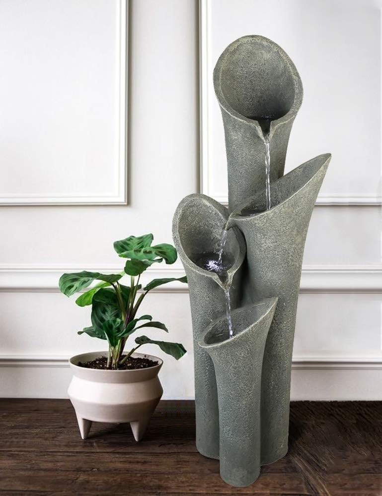 Concrete Trumpet Flower Outdoor Fountain 33 Inch, photo 2 of 11