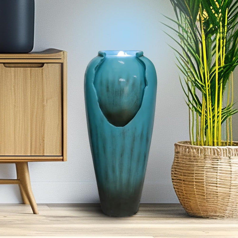 Resin Glazed Cutout Urn Outdoor Water Fountain 30 Inch, photo 6 of 12