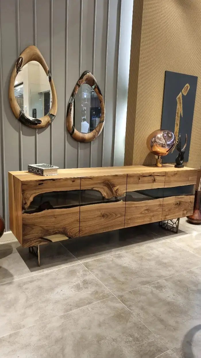 Wood and Resin Dining Room Buffet & Sideboard Table | Voronoi Collection, photo 6 of 9