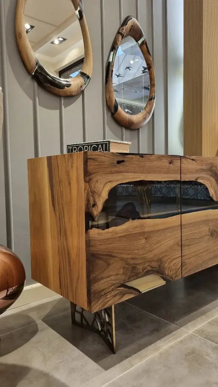 Wood and Resin Dining Room Buffet & Sideboard Table | Voronoi Collection, photo 4 of 9