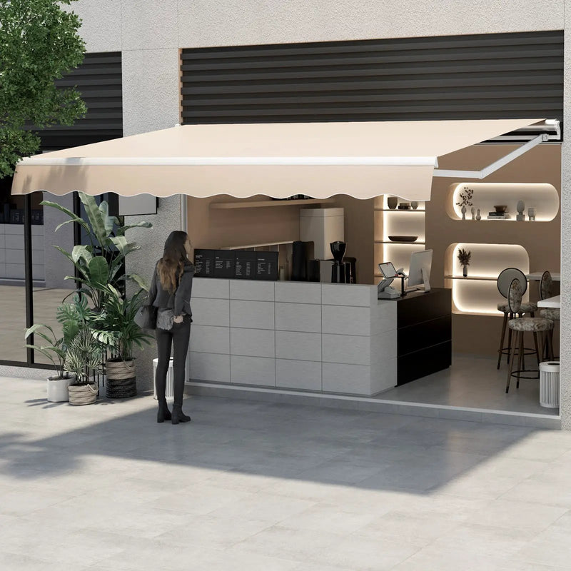 13 × 8 Feet Retractable Patio Awning Aluminum Deck Sunshade-Beige by DirectDeals