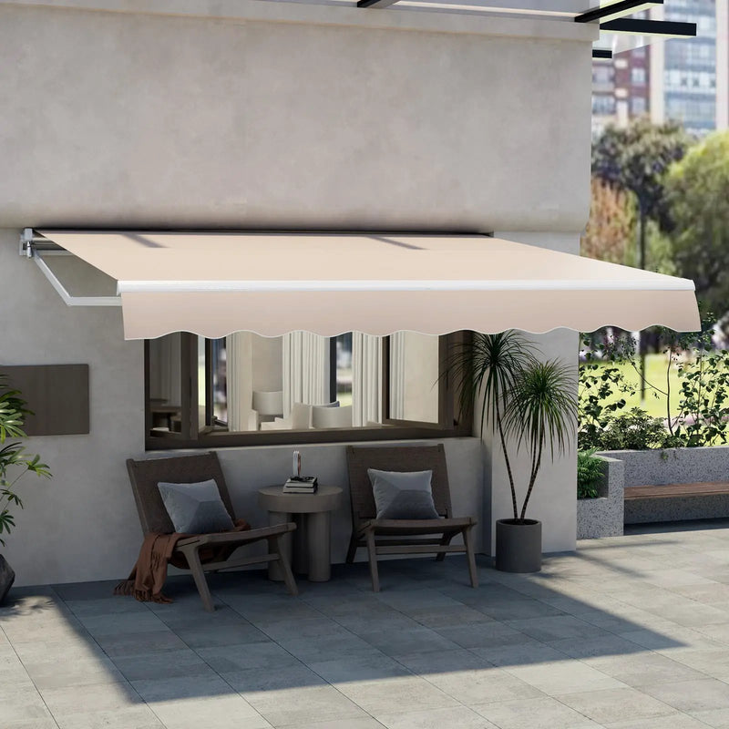 12 x 10 Feet Patio Retractable Awning Aluminum Sunshade Shelter-Beige by DirectDeals