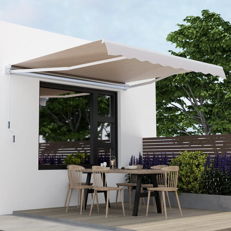 Outdoor Manual Retractable Awning Cover Shelter Patio Sun Shade-Beige by DirectDeals