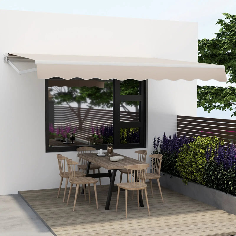 12 x 10 Feet Patio Retractable Awning Aluminum Sunshade Shelter-Beige by DirectDeals