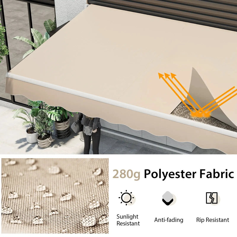 13 × 8 Feet Retractable Patio Awning Aluminum Deck Sunshade-Beige by DirectDeals