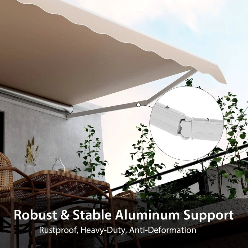 12 x 10 Feet Patio Retractable Awning Aluminum Sunshade Shelter-Beige by DirectDeals