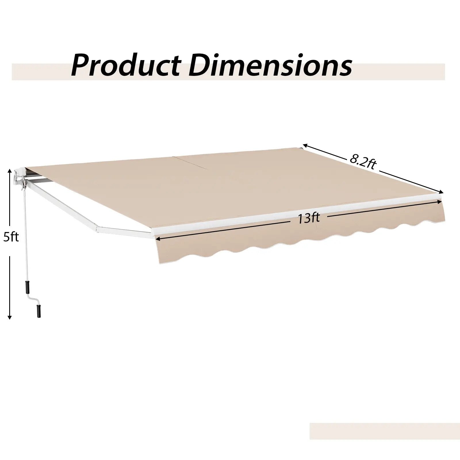 13 × 8 Feet Retractable Patio Awning Aluminum Deck Sunshade-Beige by DirectDeals