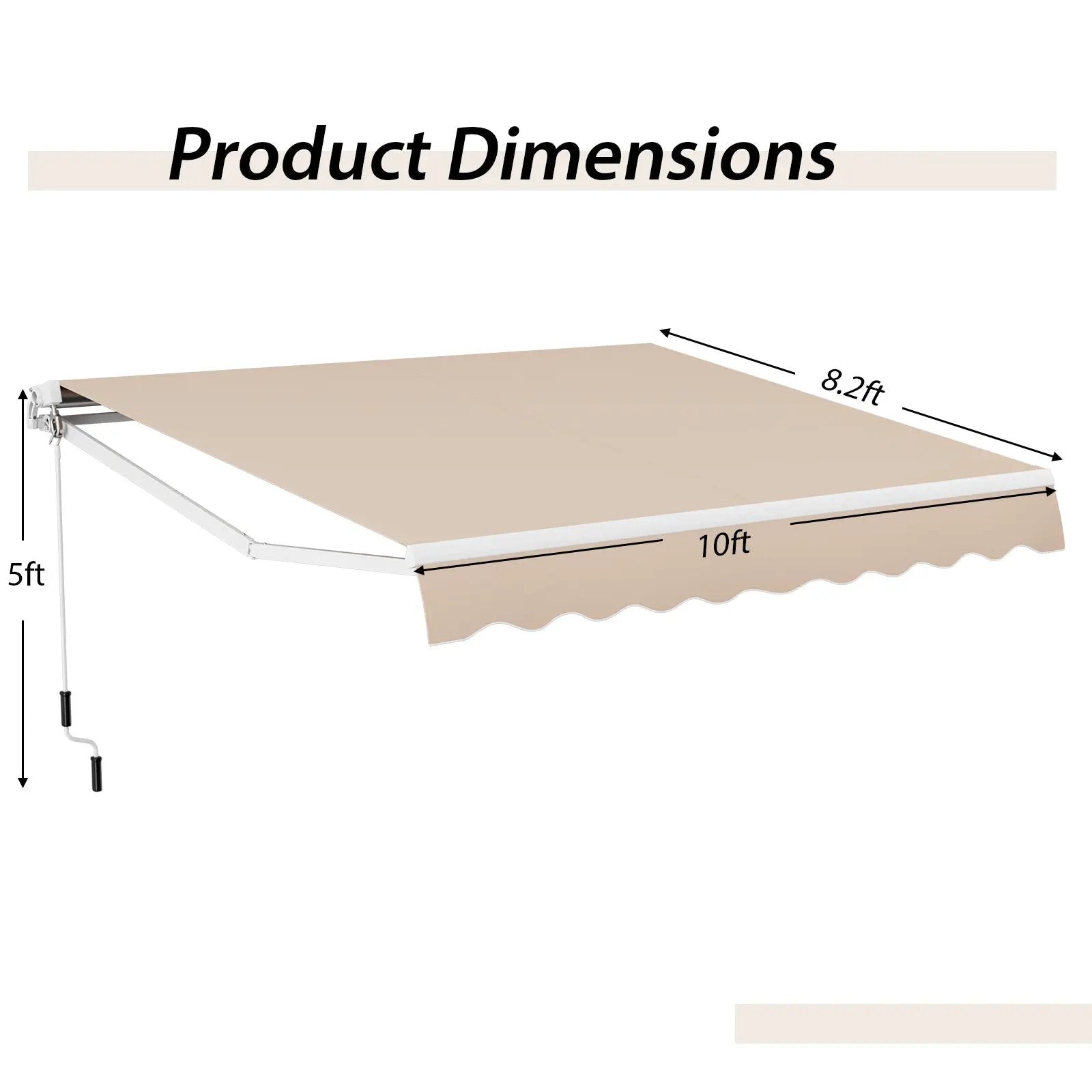 Outdoor Manual Retractable Awning Cover Shelter Patio Sun Shade-Beige by DirectDeals