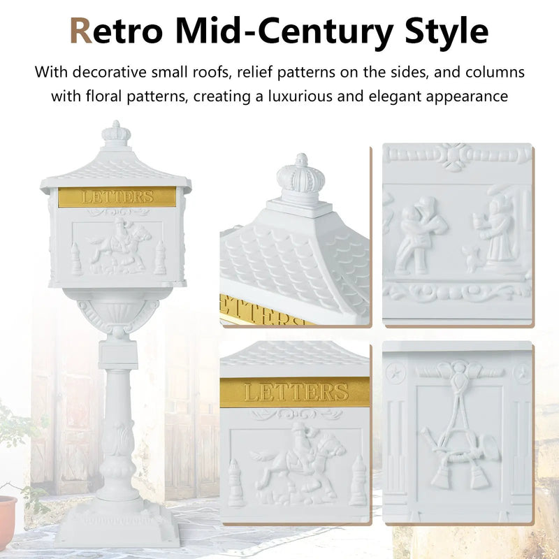 Retro Cast Aluminum Mailbox Security Postal Letter Box with Baffle Door by DirectDeals