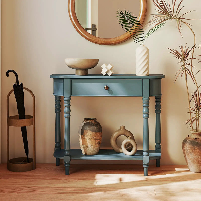 Retro Console Table 36"L Wooden 2-Tier Narrow Behind Couch Foyer Table by DirectDeals