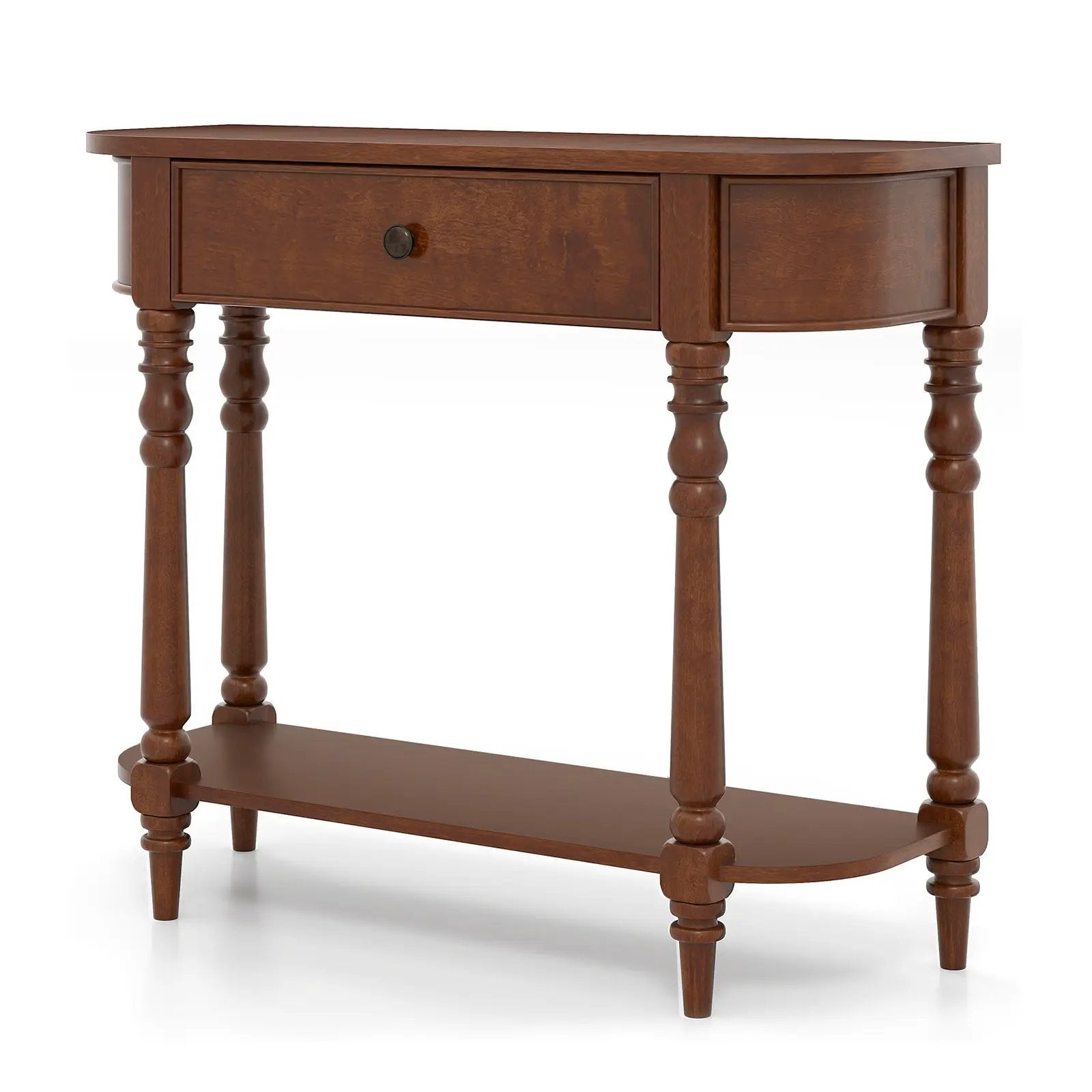 Retro Console Table 36"L Wooden 2-Tier Narrow Behind Couch Foyer Table by DirectDeals