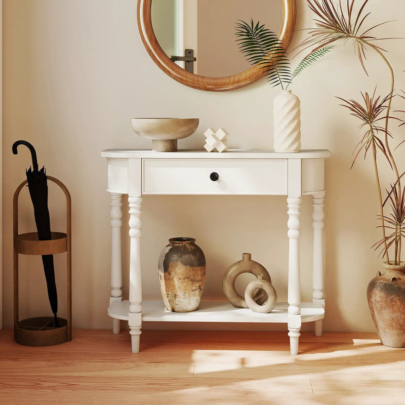 Retro Console Table 36"L Wooden 2-Tier Narrow Behind Couch Foyer Table by DirectDeals
