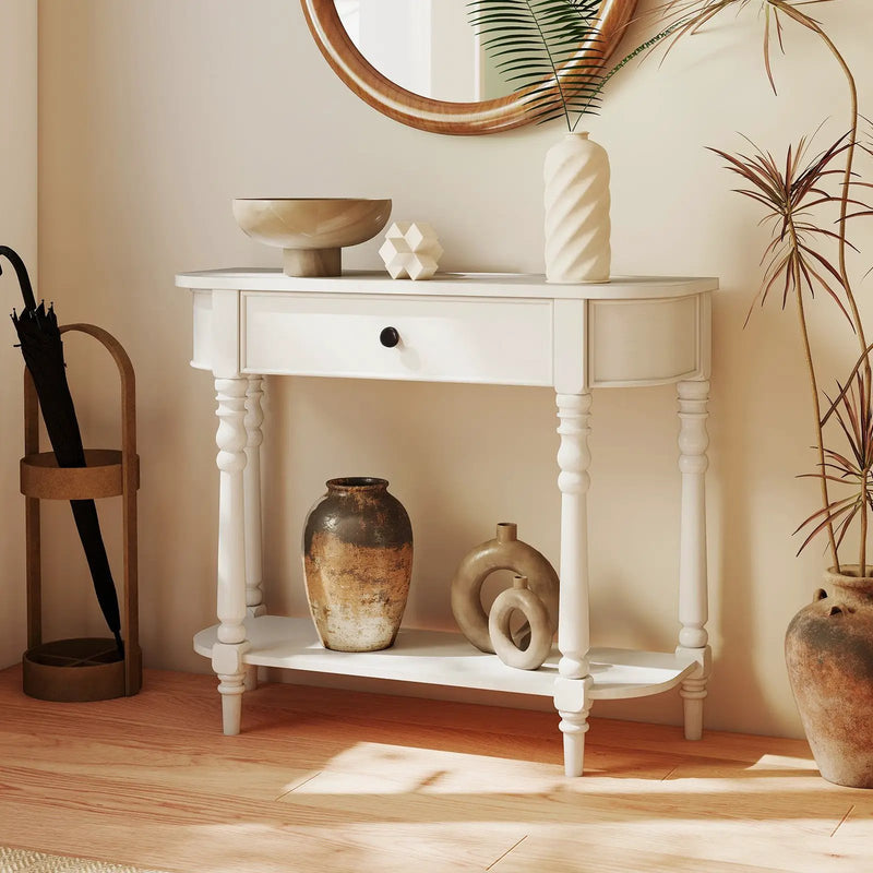 Retro Console Table 36"L Wooden 2-Tier Narrow Behind Couch Foyer Table by DirectDeals