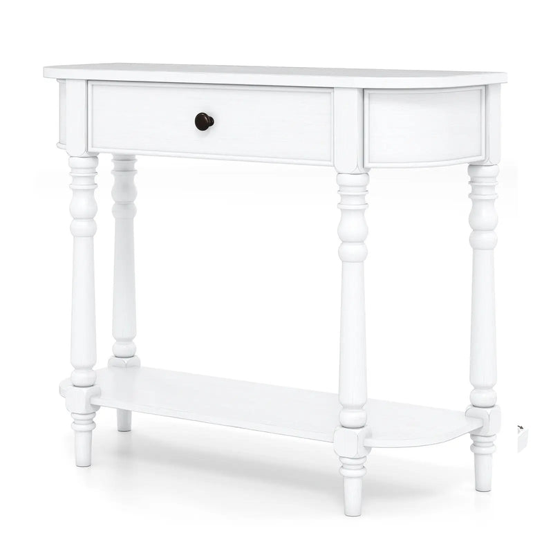 Retro Console Table 36"L Wooden 2-Tier Narrow Behind Couch Foyer Table by DirectDeals