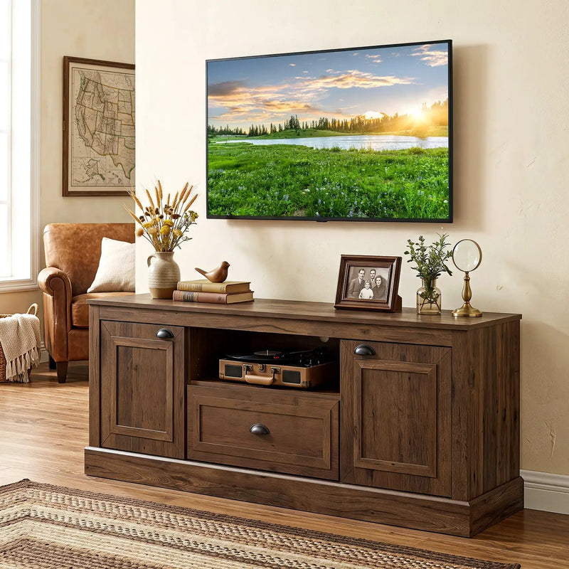 Farmhouse TV Stand for 70" TVs with Storage Cabinets by DirectDeals