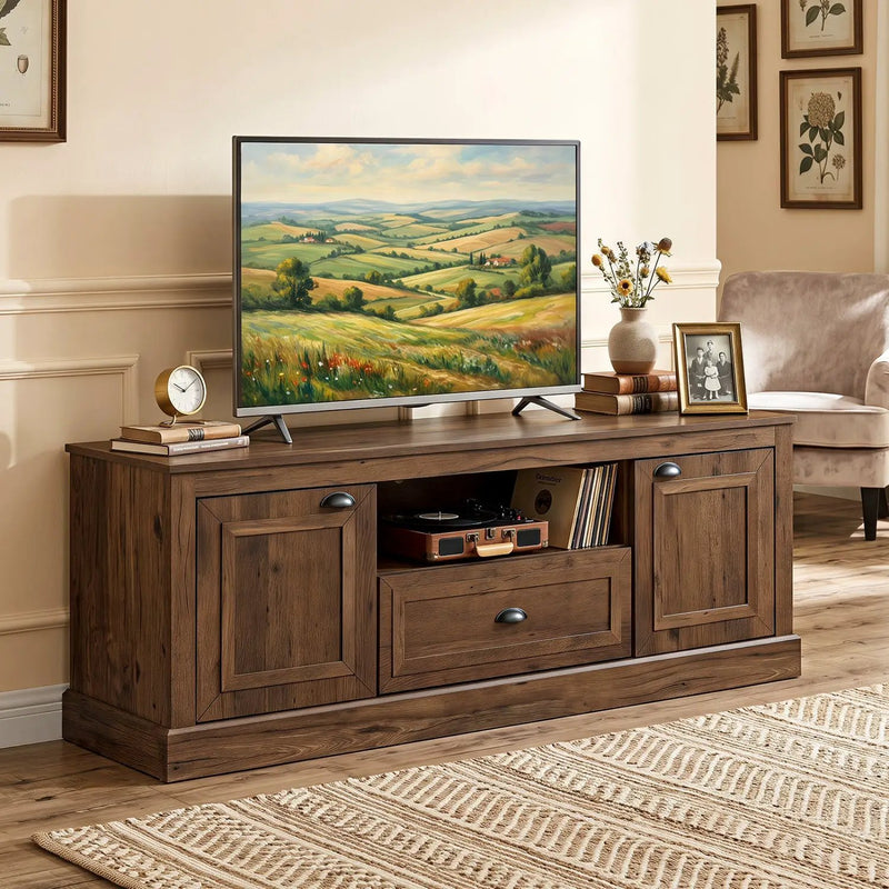 Farmhouse TV Stand for 70" TVs with Storage Cabinets by DirectDeals