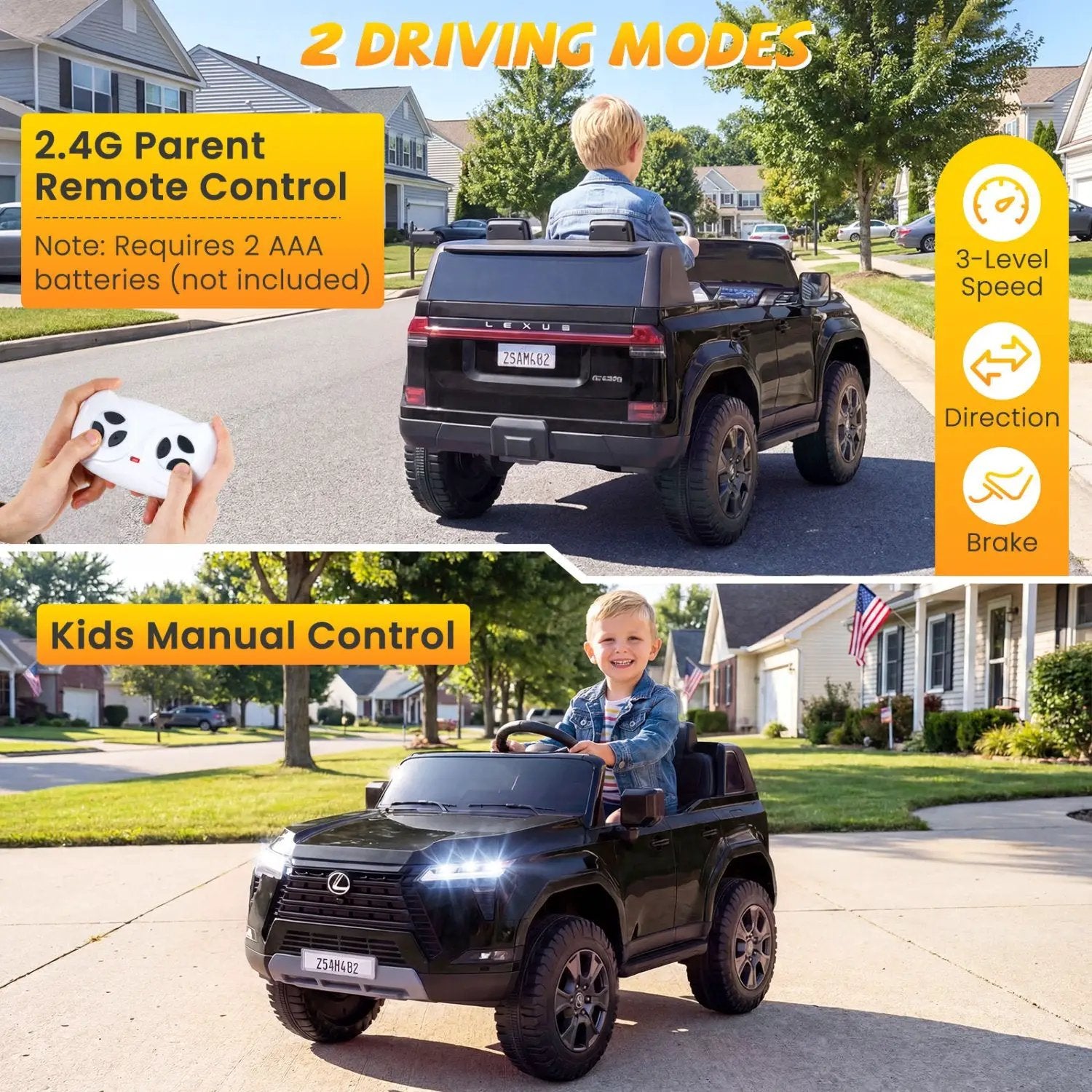 Ride on Car 24V 4WD Licensed LEXUS GX550 Electric Vehicle with Remote for Boys Girls Aged 3+ by DirectDeals