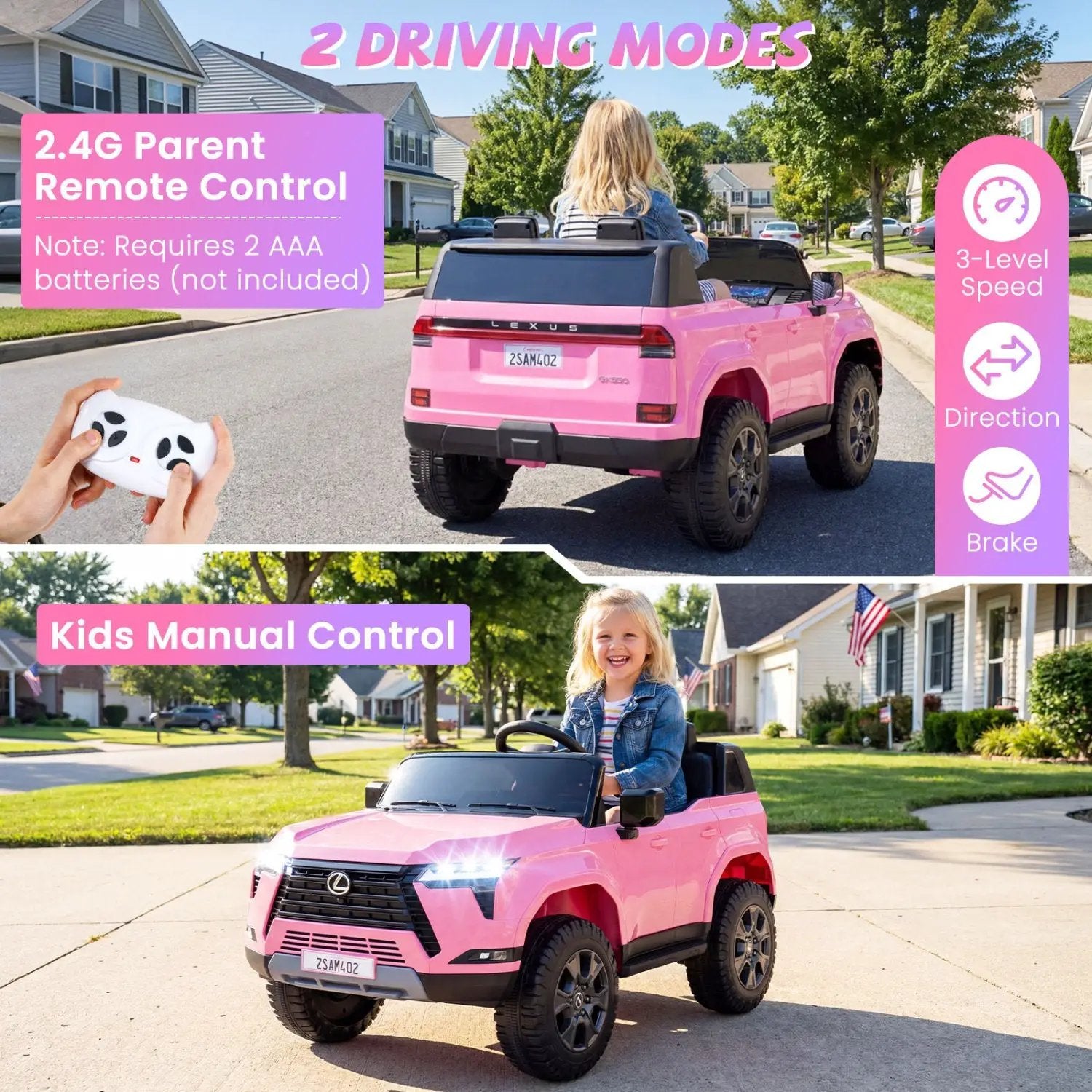 Ride on Car 24V 4WD Licensed LEXUS GX550 Electric Vehicle with Remote for Boys Girls Aged 3+ by DirectDeals