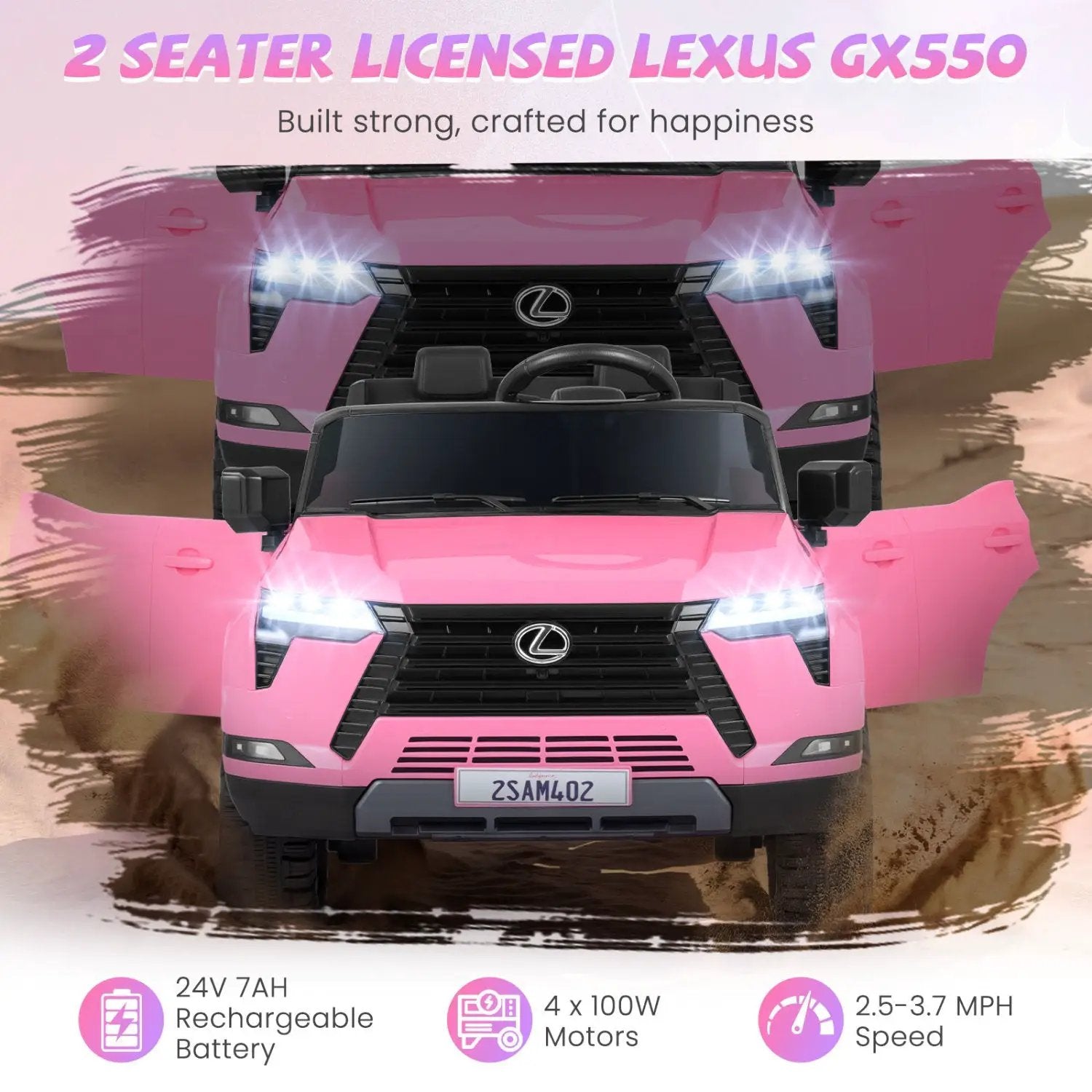 Ride on Car 24V 4WD Licensed LEXUS GX550 Electric Vehicle with Remote for Boys Girls Aged 3+ by DirectDeals