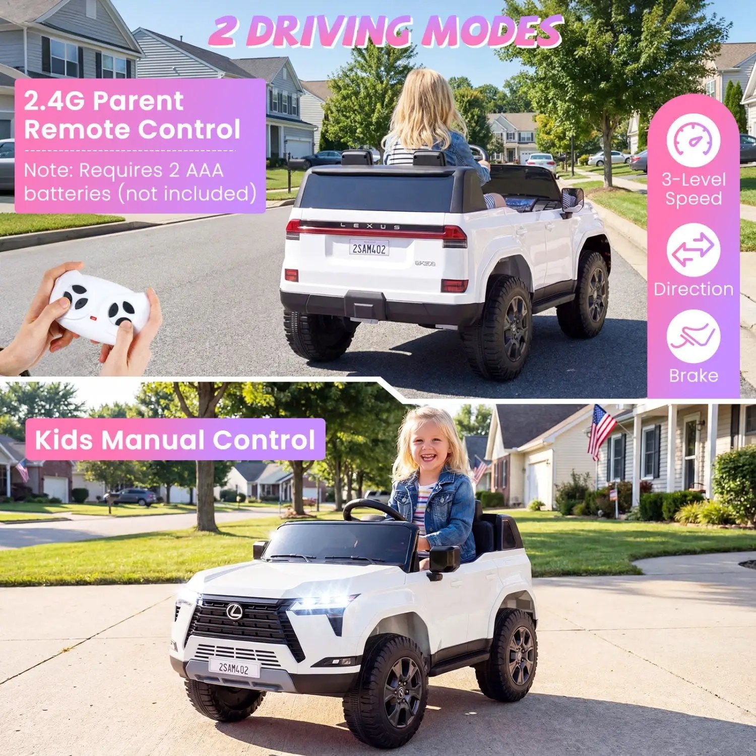 Ride on Car 24V 4WD Licensed LEXUS GX550 Electric Vehicle with Remote for Boys Girls Aged 3+ by DirectDeals