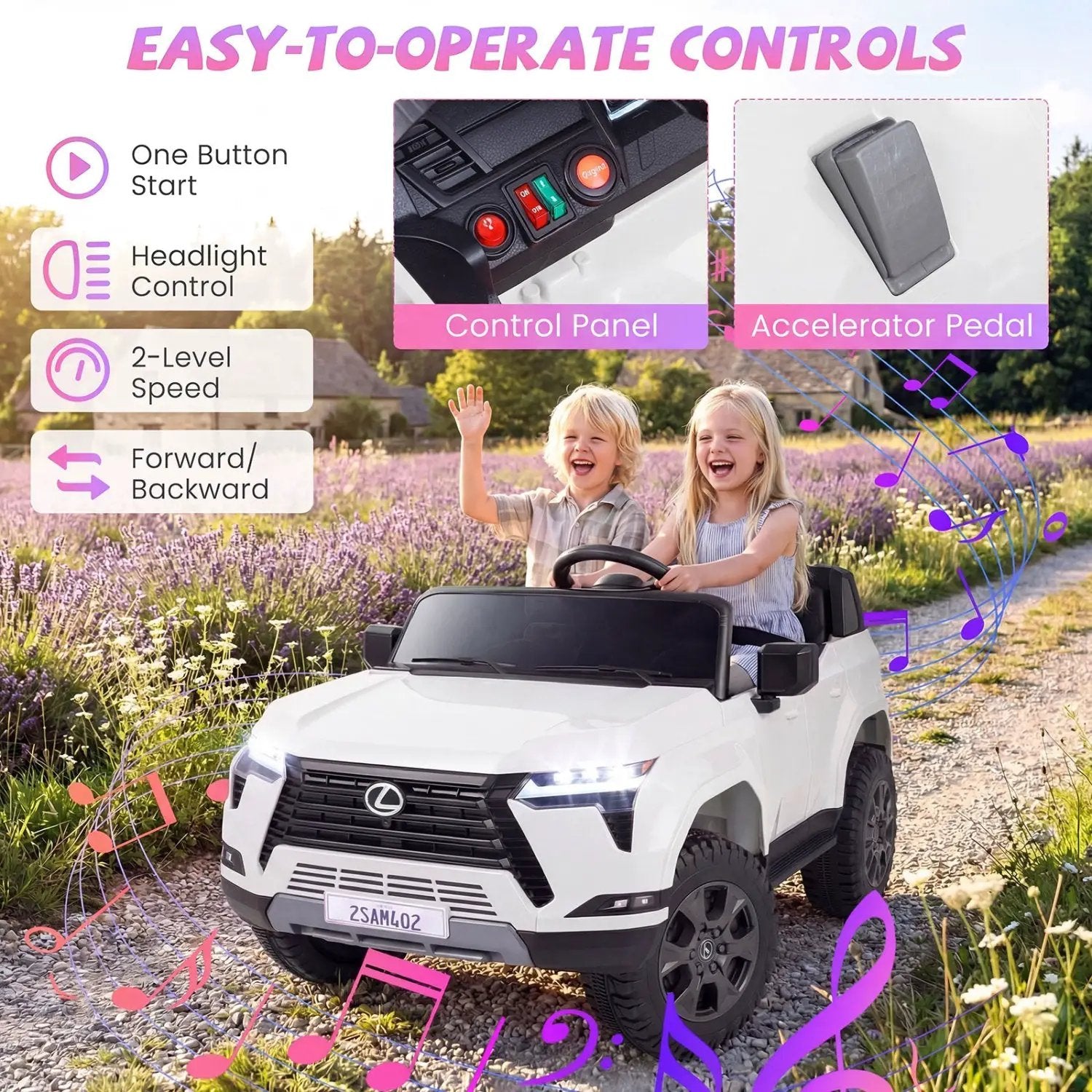 Ride on Car 24V 4WD Licensed LEXUS GX550 Electric Vehicle with Remote for Boys Girls Aged 3+ by DirectDeals