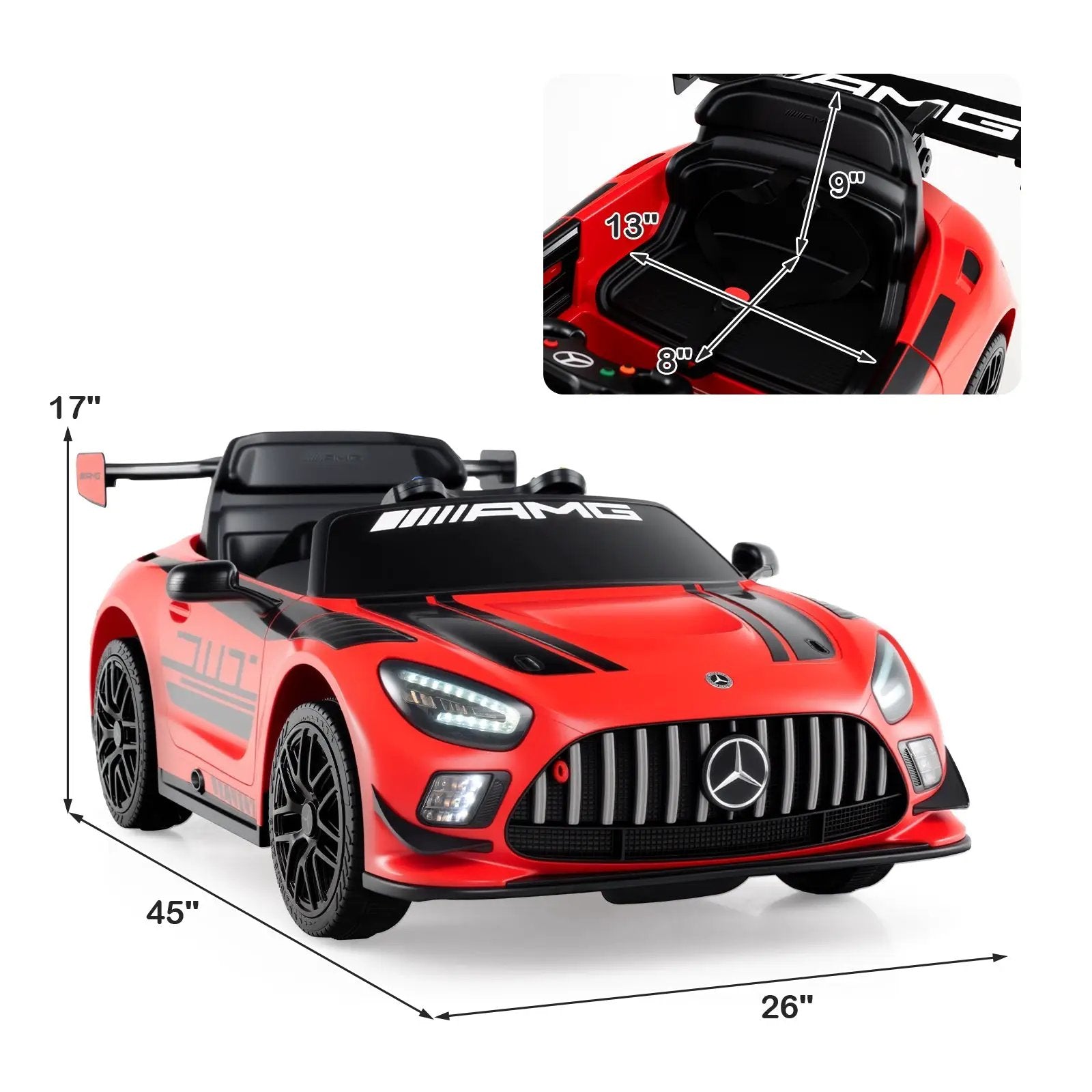 12V Kids Ride-On Car Mercedes-AMG GT3 Licensed with Adjustable Speed by DirectDeals