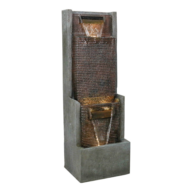 Resin Slim Outdoor Wall Fountain 39 Inch 11 Inch Deep, profile view