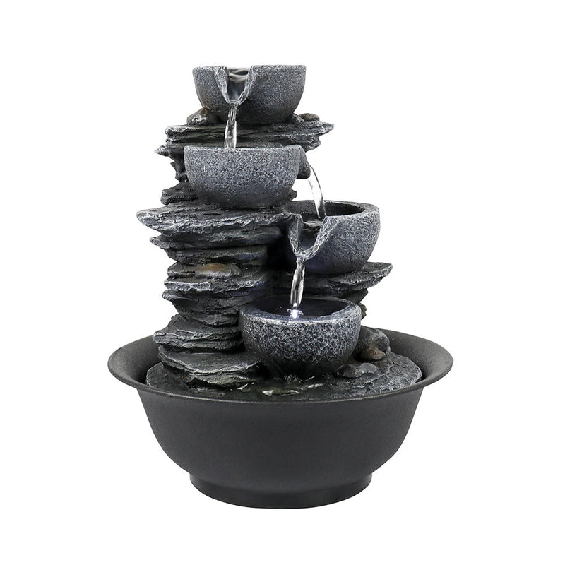 Resin Mini Slate Bowl Tabletop Water Fountain 10 Inch, side view