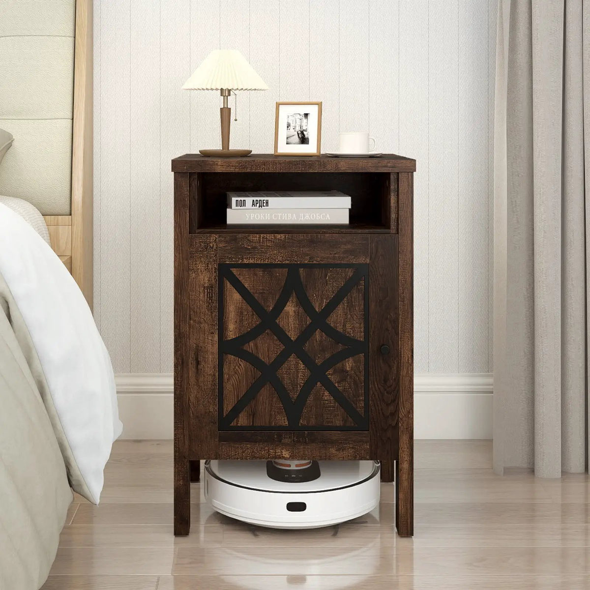 Robot Vacuum Storage Cabinet with Door and Open Shelf for Living Room Bedroom, photo 4 of 16