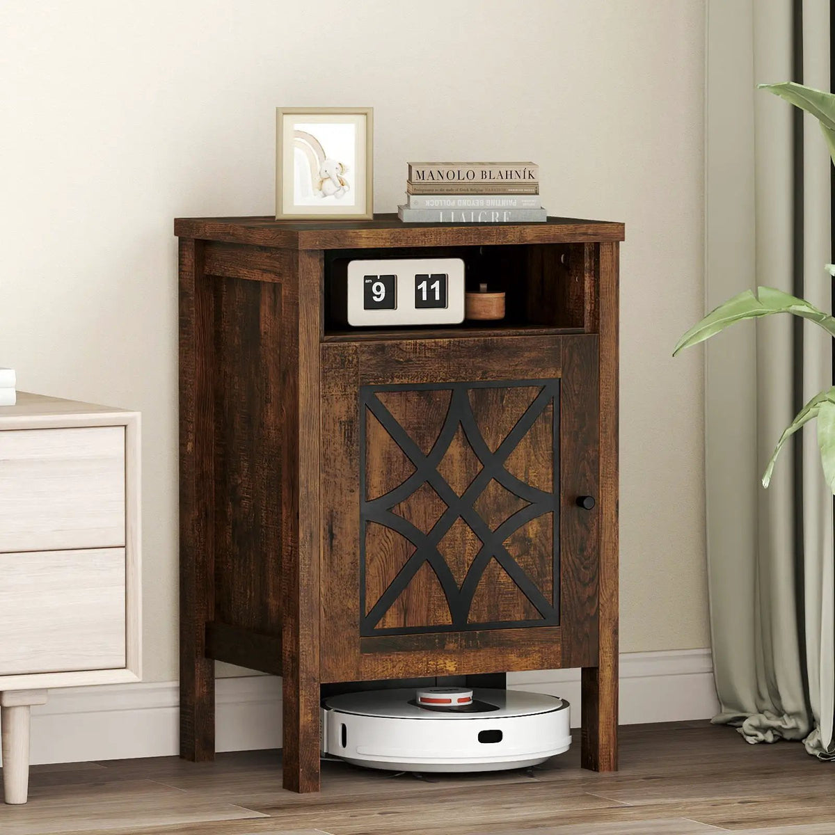 Robot Vacuum Storage Cabinet with Door and Open Shelf for Living Room Bedroom, photo 12 of 16