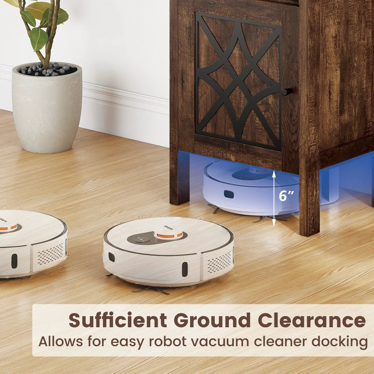 Robot Vacuum Storage Cabinet with Door and Open Shelf for Living Room Bedroom, photo 14 of 16