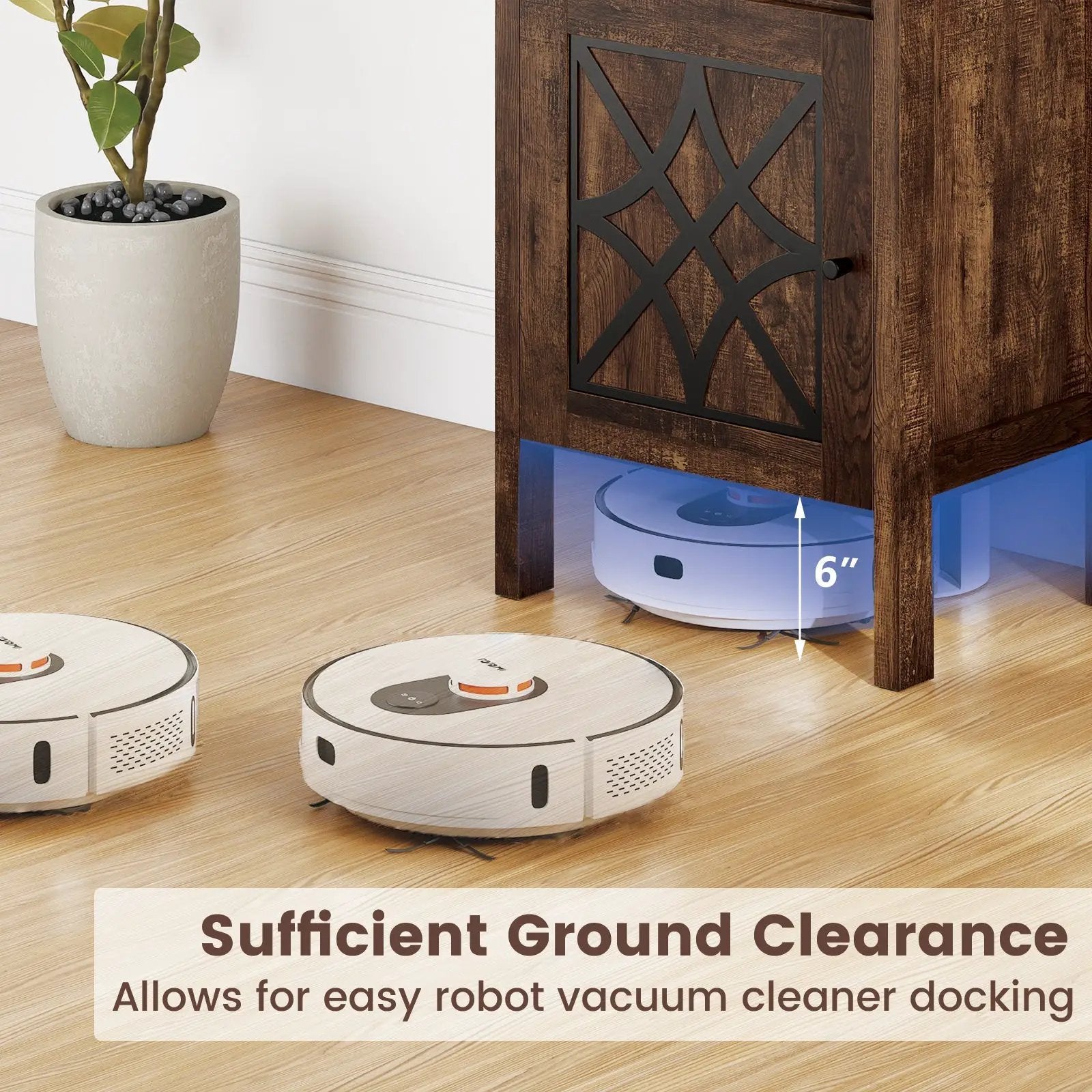Robot Vacuum Storage Cabinet with Door and Open Shelf for Living Room Bedroom by DirectDeals
