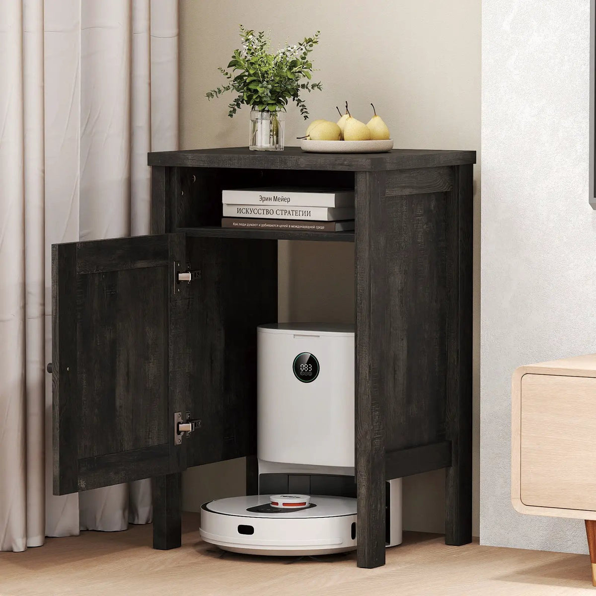 Robot Vacuum Storage Cabinet with Door and Open Shelf for Living Room Bedroom, photo 3 of 16