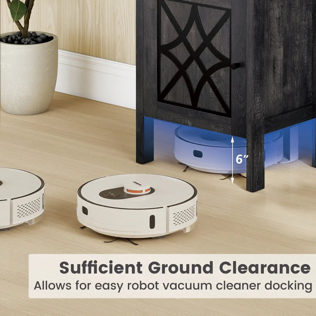 Robot Vacuum Storage Cabinet with Door and Open Shelf for Living Room Bedroom, photo 11 of 16