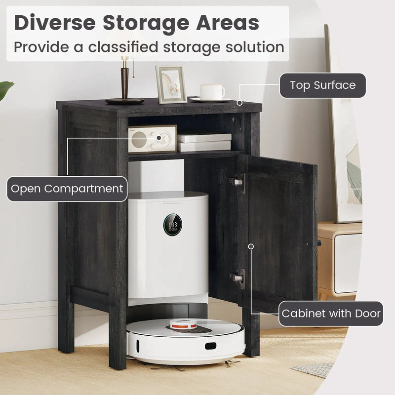 Robot Vacuum Storage Cabinet with Door and Open Shelf for Living Room Bedroom by DirectDeals