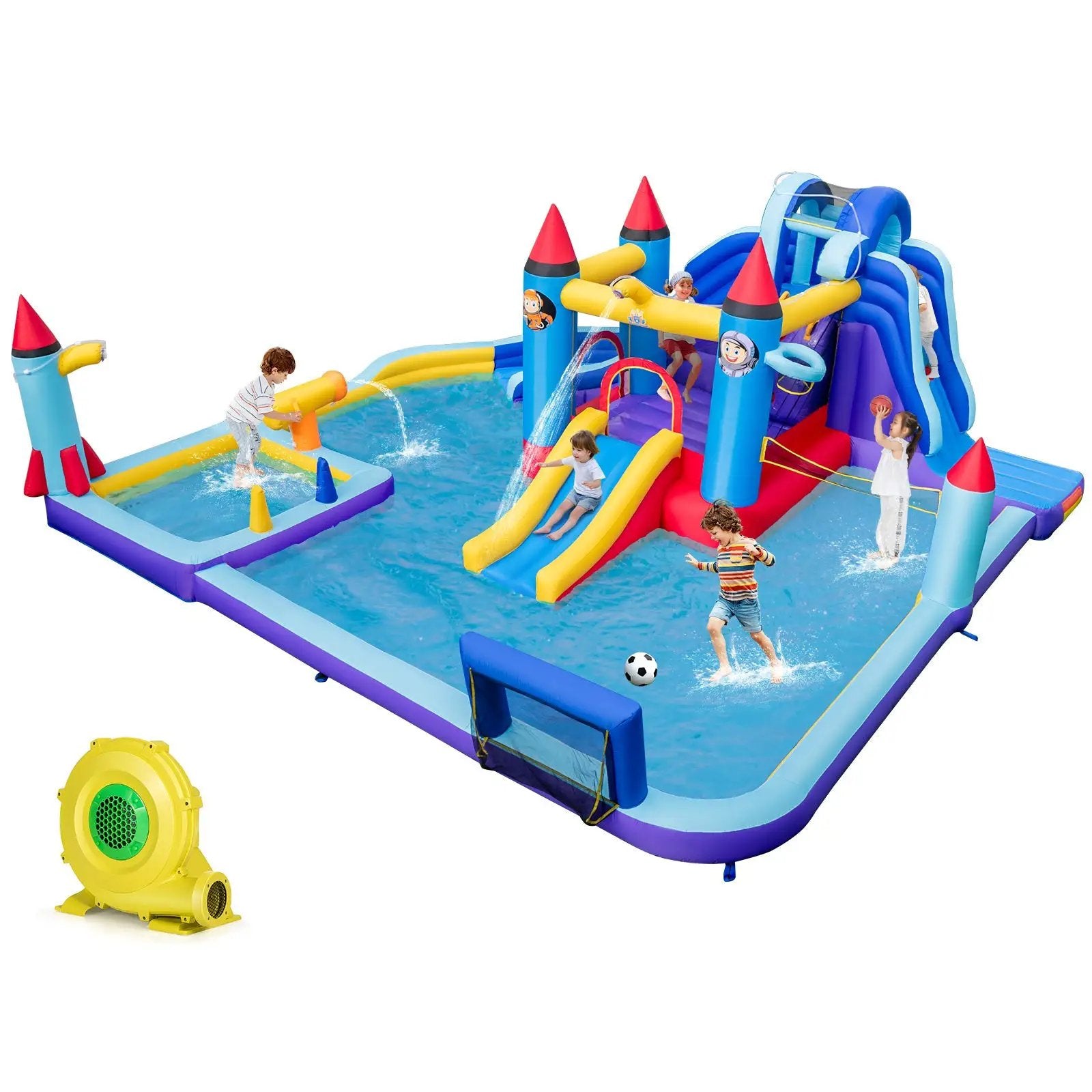 Rocket Theme Inflatable Water Slide Park with 1100W Blower by DirectDeals