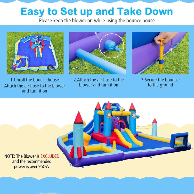 Rocket Theme Inflatable Water Slide Park by DirectDeals