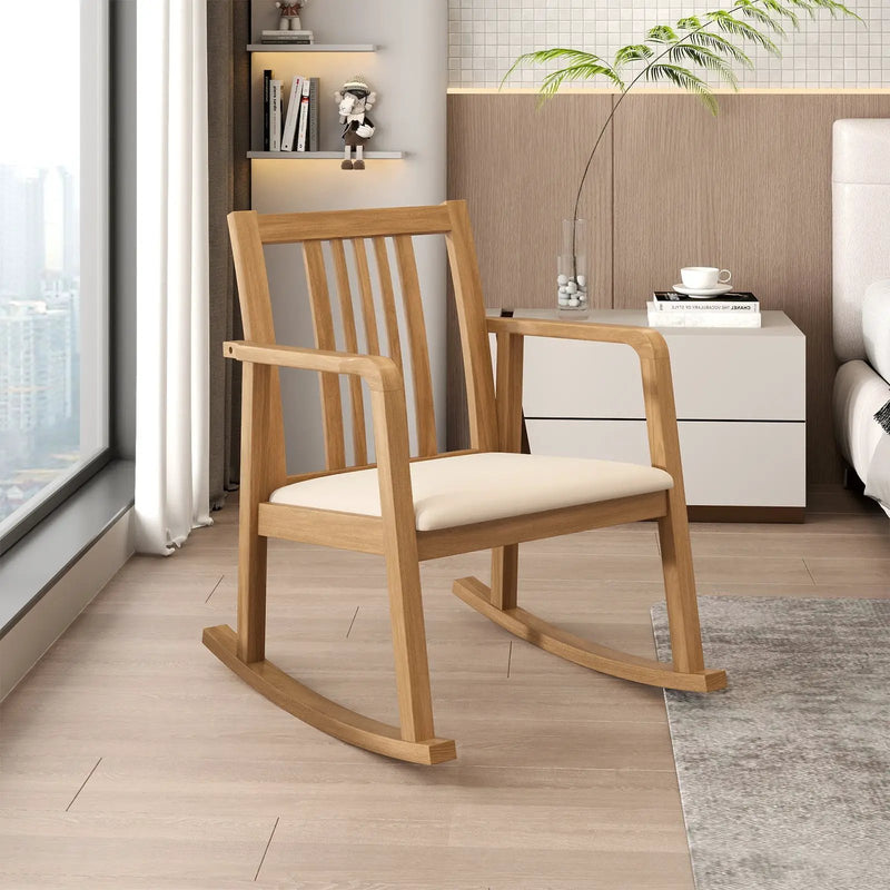 Rocking Chair with Slatted Back and Curved Armrests by DirectDeals