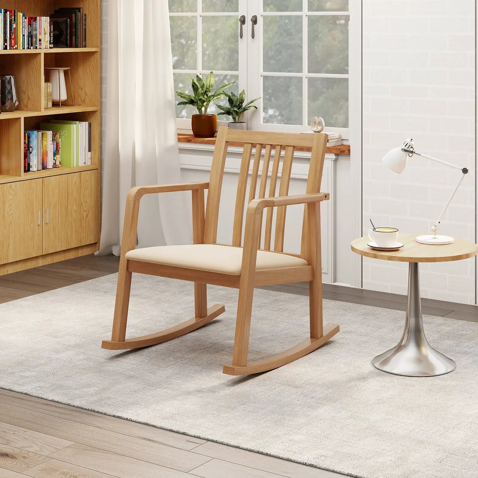 Rocking Chair with Slatted Back and Curved Armrests by DirectDeals