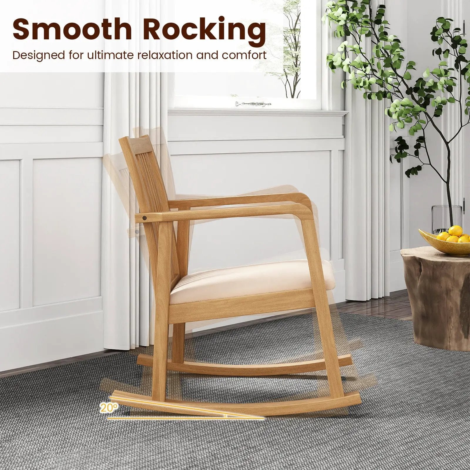 Rocking Chair with Slatted Back and Curved Armrests by DirectDeals