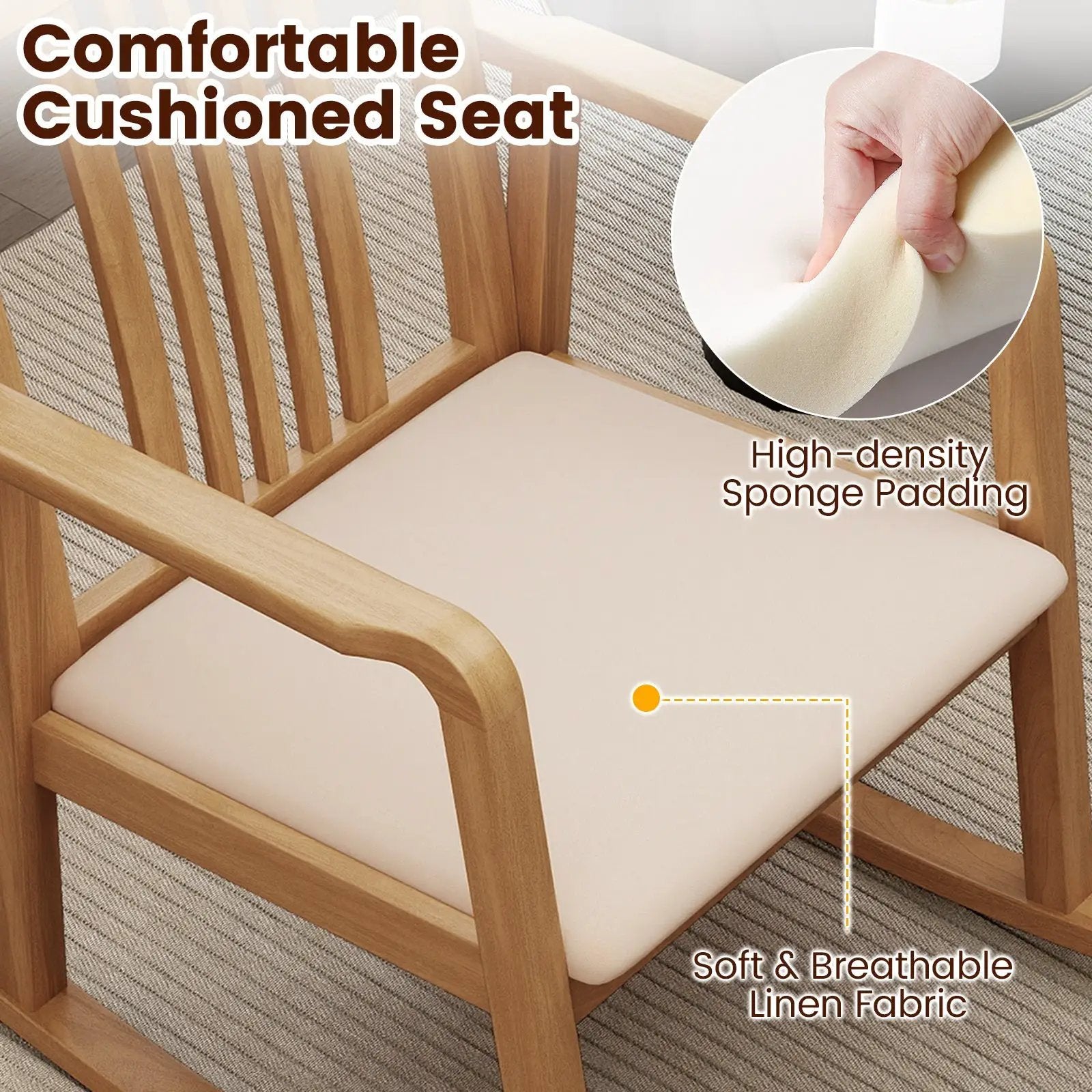 Rocking Chair with Slatted Back and Curved Armrests by DirectDeals