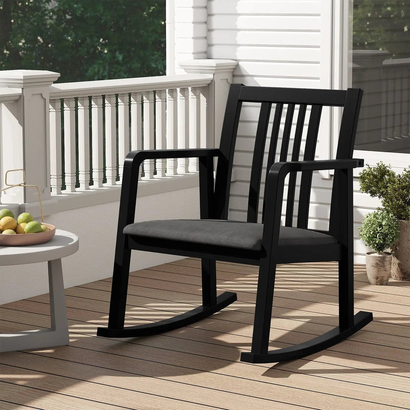 Rocking Chair with Slatted Back and Curved Armrests by DirectDeals